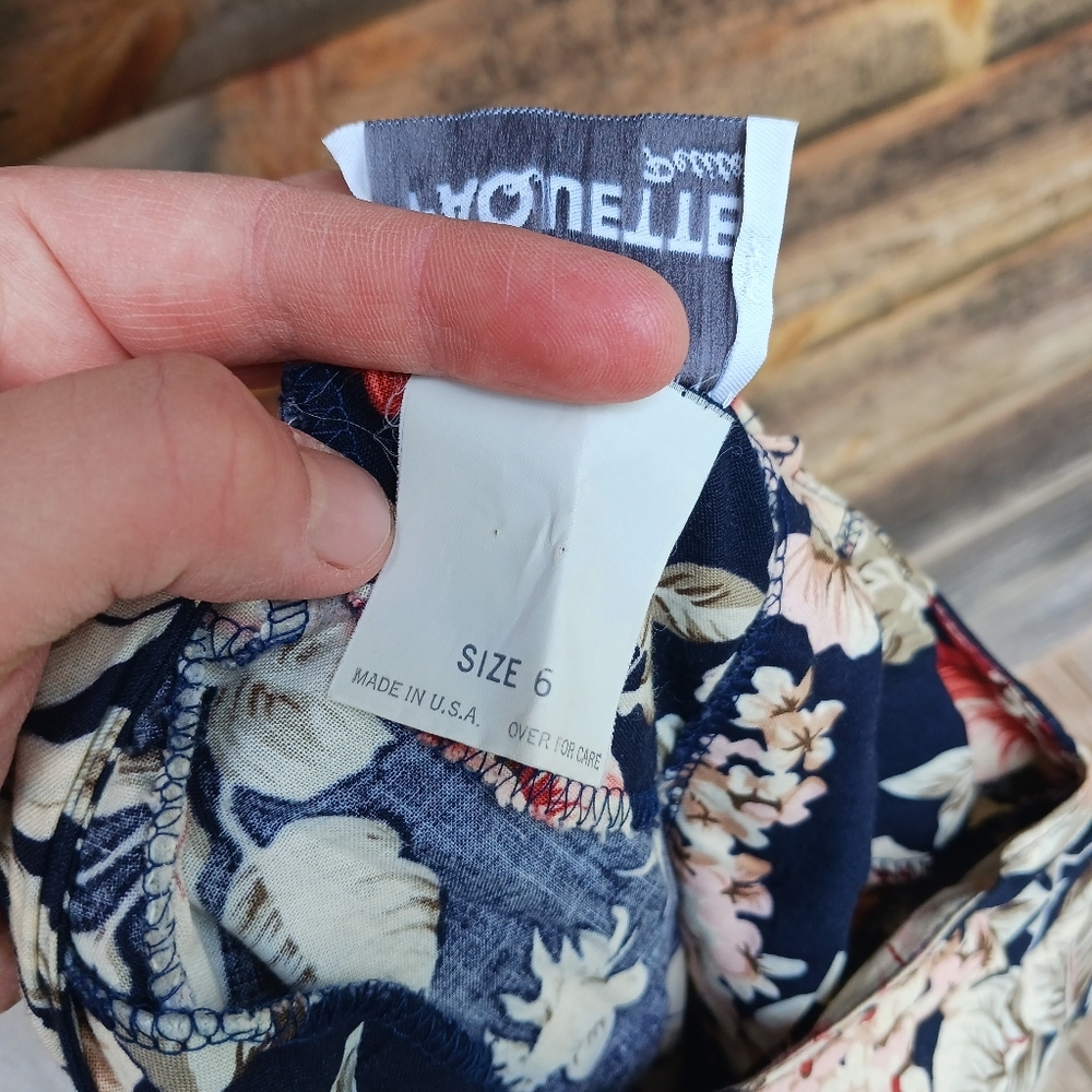 Vintage 80s Paquette Floral Puff Sleeve‎ Dress Size 8 Belted Midi Cottagecore - Picture 8 of 9